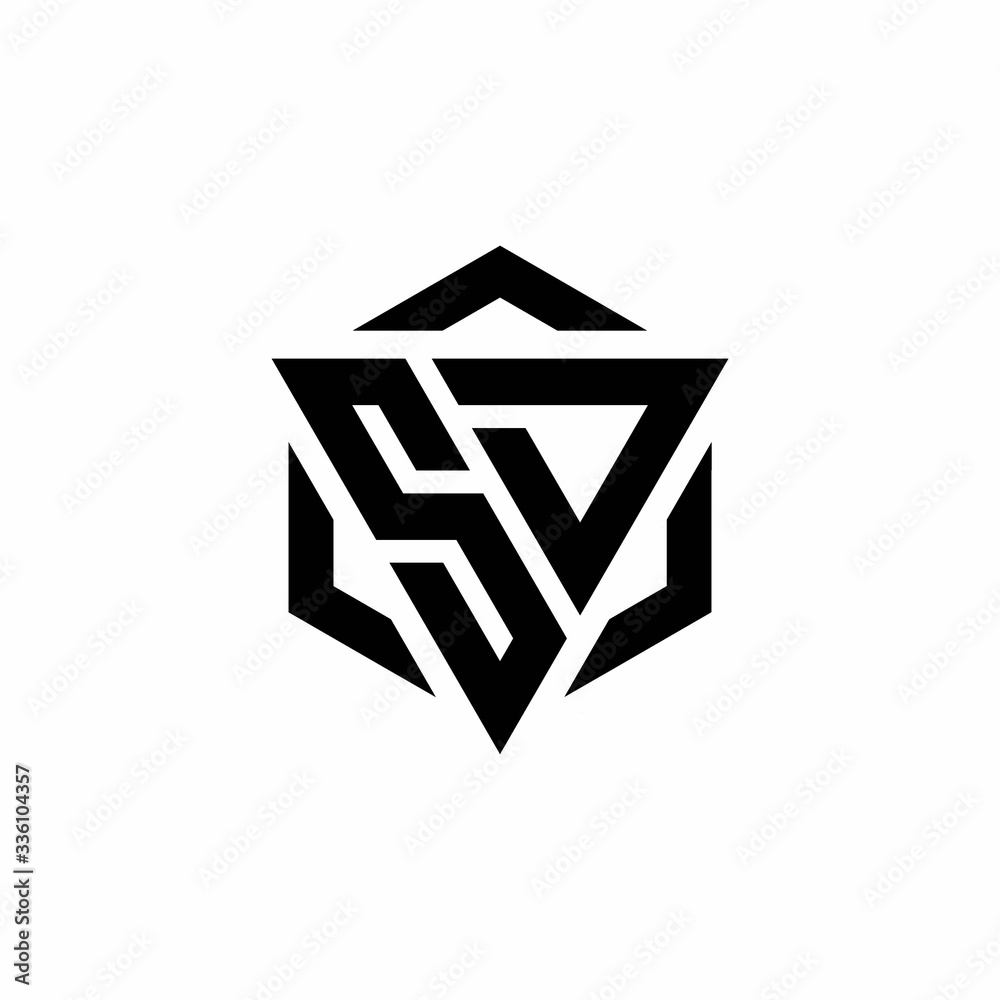 SD Logo monogram with triangle and hexagon modern design template SD Logo monogram with triangle and hexagon modern design template