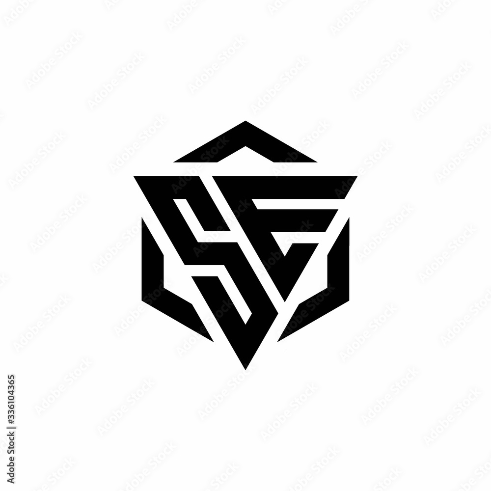 SE Logo monogram with triangle and hexagon modern design template SE Logo monogram with triangle and hexagon modern design template