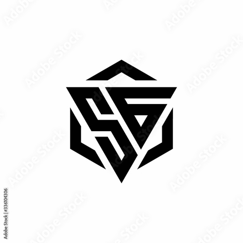 SG Logo monogram with triangle and hexagon modern design template