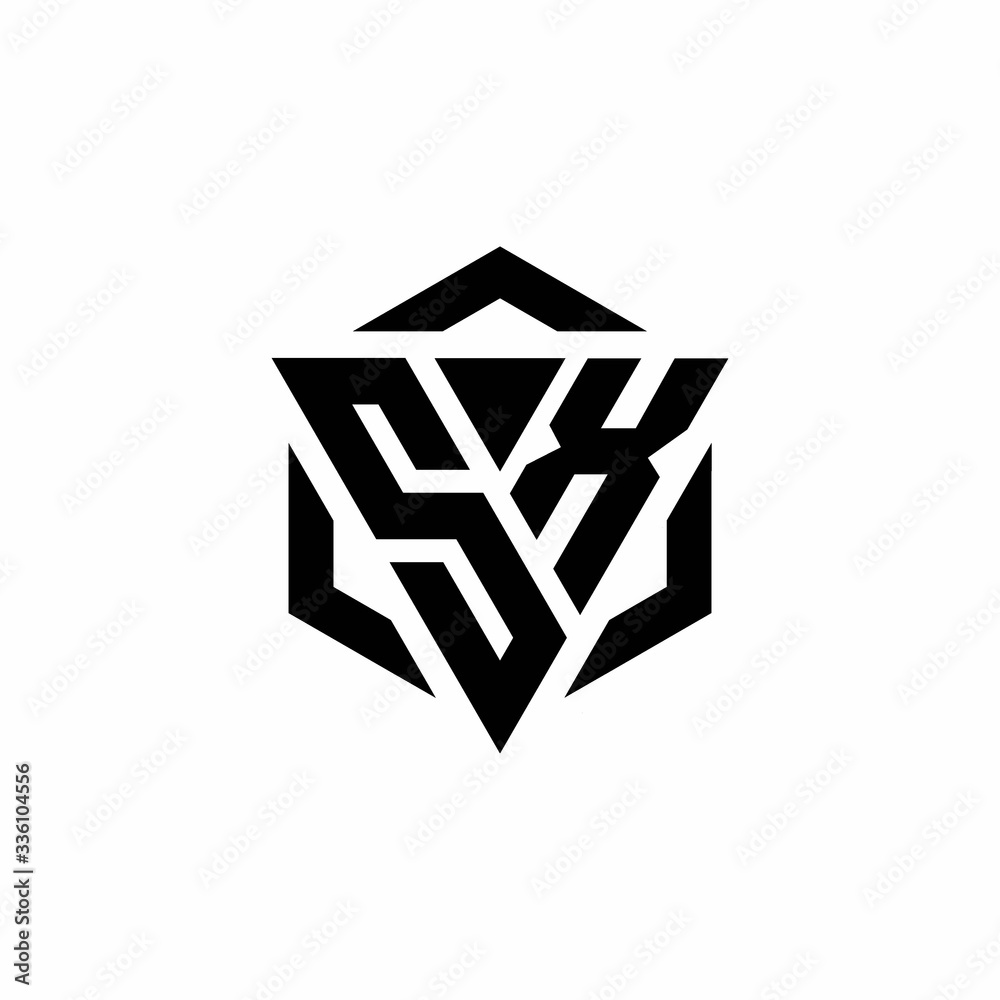 SX Logo monogram with triangle and hexagon modern design template SX Logo monogram with triangle and hexagon modern design template