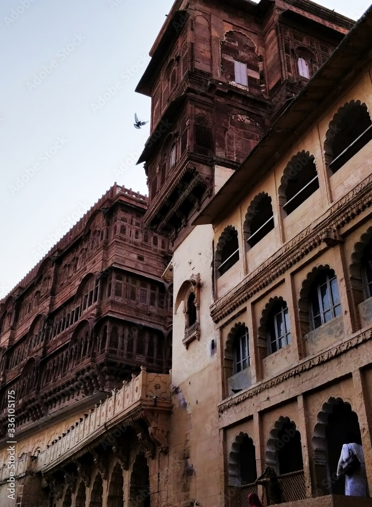 Facade of an old fort in Jodhpur, India