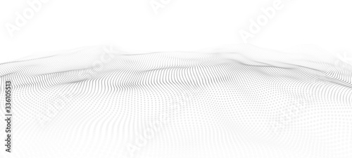 Futuristic dot wave. Abstract digital background. Network connection structure. 3D rendering.