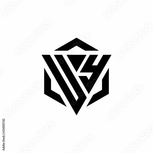 UY Logo monogram with triangle and hexagon modern design template
