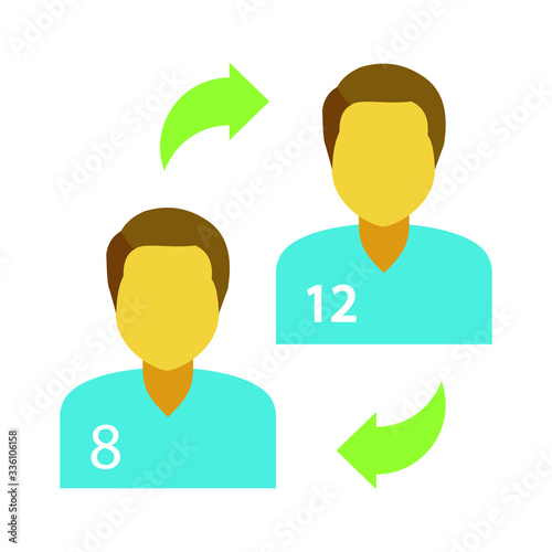 Team Player Change Vector flat Icon design, Transfer association football rule concept,