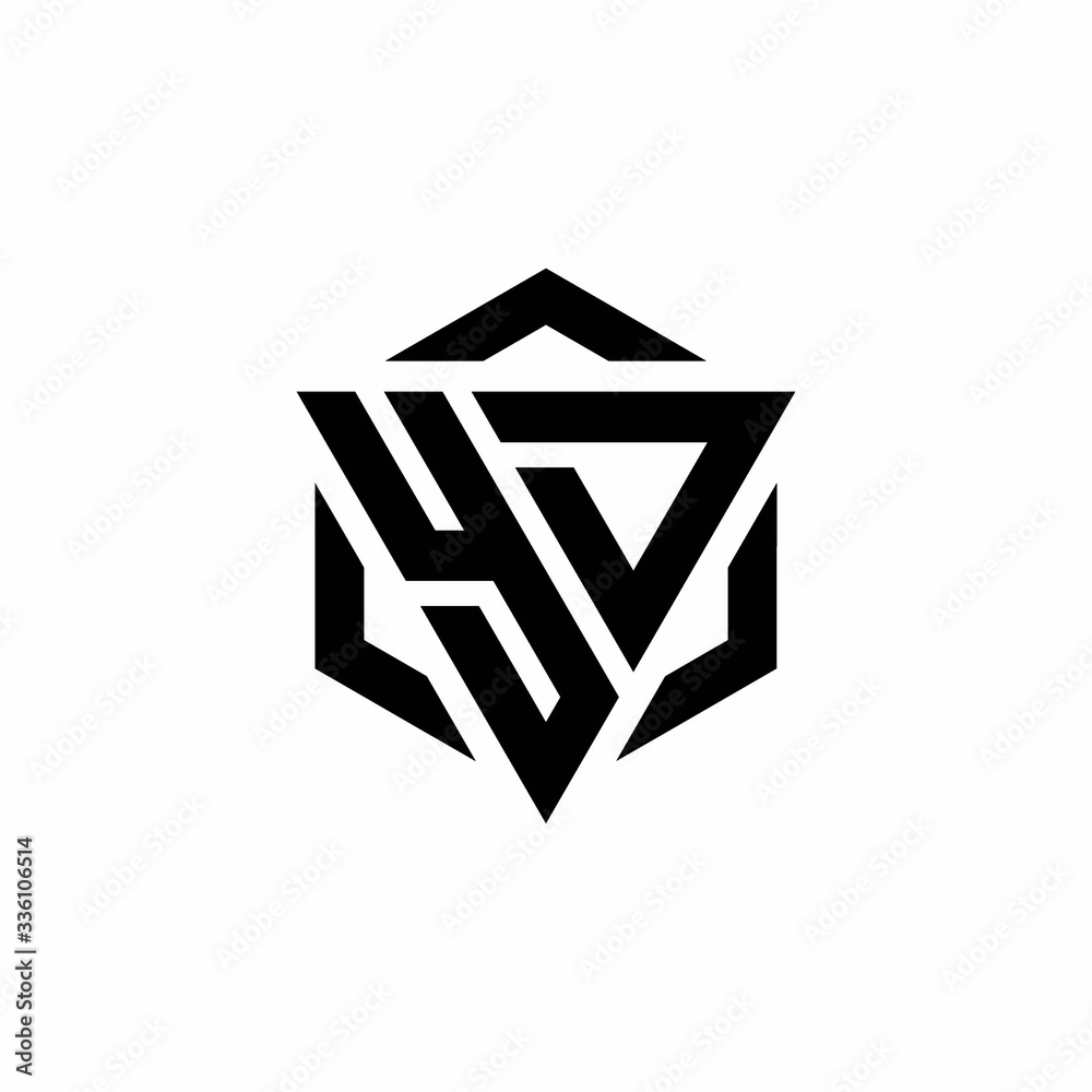 YD Logo monogram with triangle and hexagon modern design template YD Logo monogram with triangle and hexagon modern design template