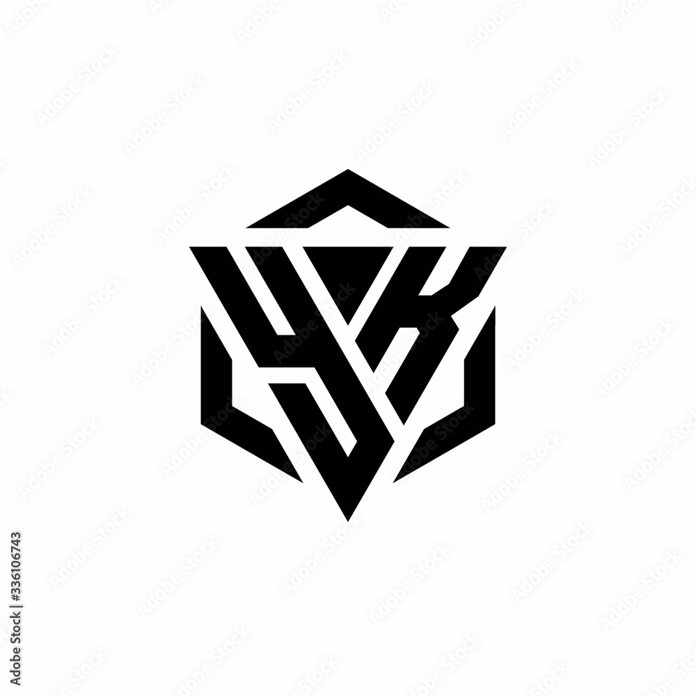 YK Logo monogram with triangle and hexagon modern design template YK Logo monogram with triangle and hexagon modern design template