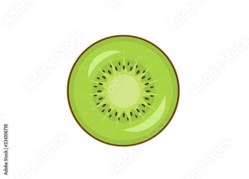 Ripe green kiwi in the cut.