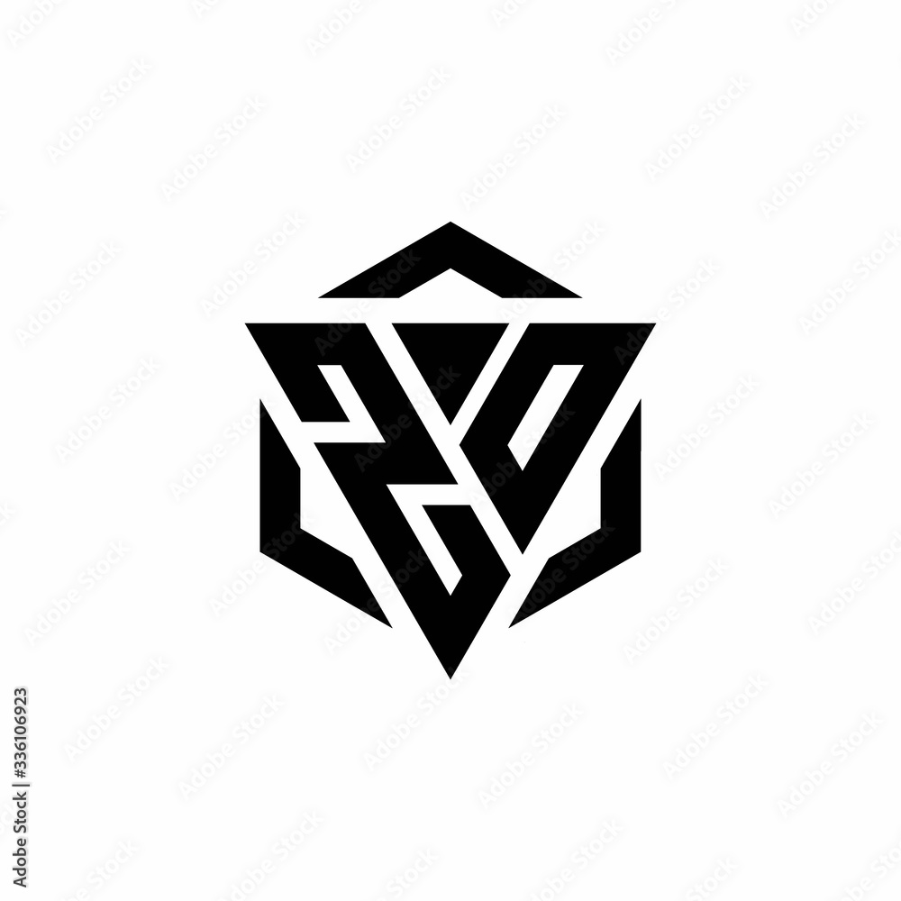 ZO Logo monogram with triangle and hexagon modern design template ZO Logo monogram with triangle and hexagon modern design template