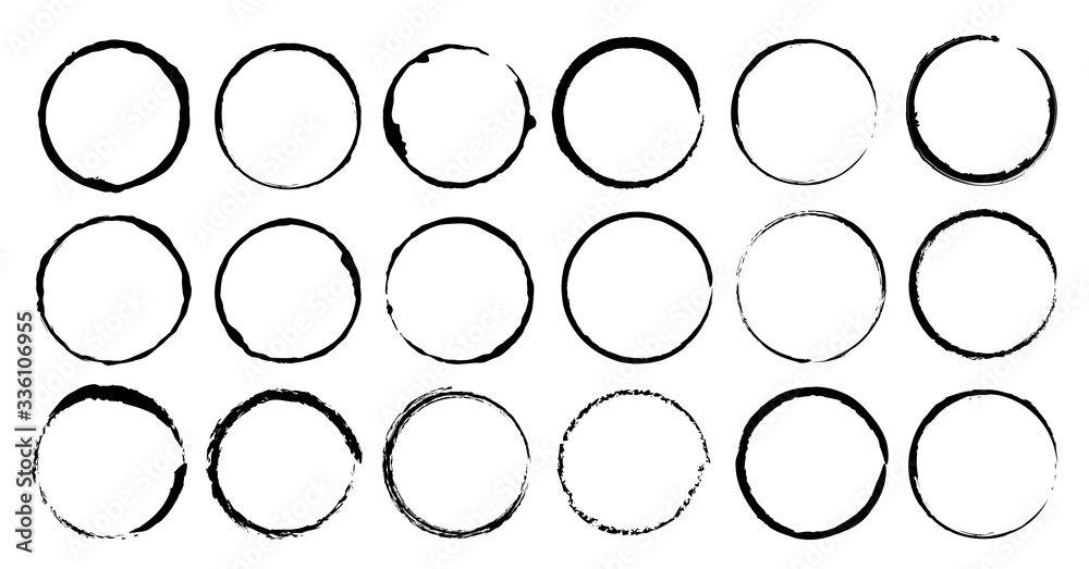 Vector set of grunge circle brush