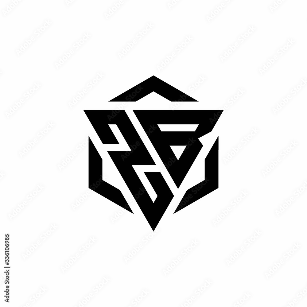 ZB Logo monogram with triangle and hexagon modern design template ZB Logo monogram with triangle and hexagon modern design template