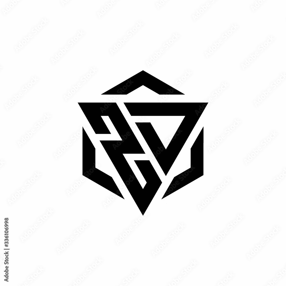 ZD Logo monogram with triangle and hexagon modern design template ZD Logo monogram with triangle and hexagon modern design template