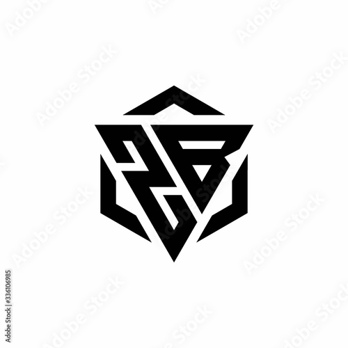 ZB Logo monogram with triangle and hexagon modern design template