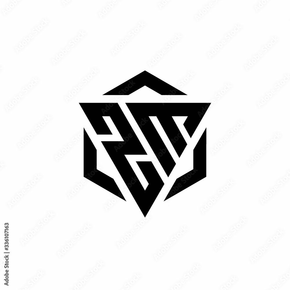 ZM Logo monogram with triangle and hexagon modern design template ZM Logo monogram with triangle and hexagon modern design template