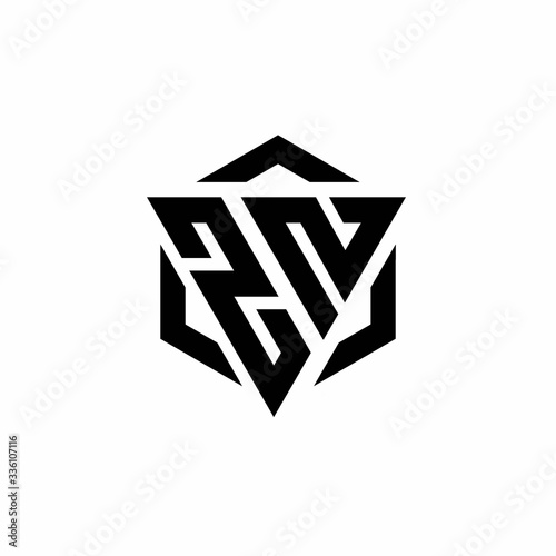 ZN Logo monogram with triangle and hexagon modern design template