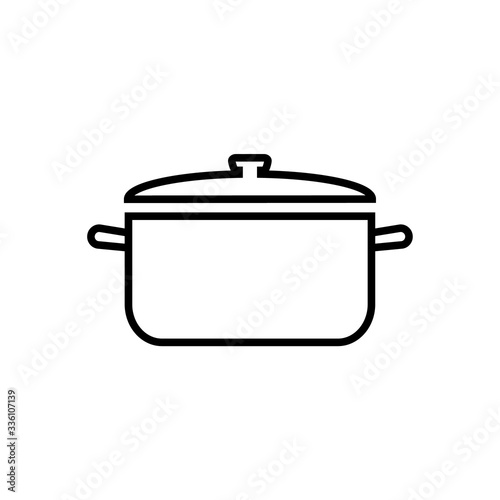 Pot, pan line icon, logo isolated on white background