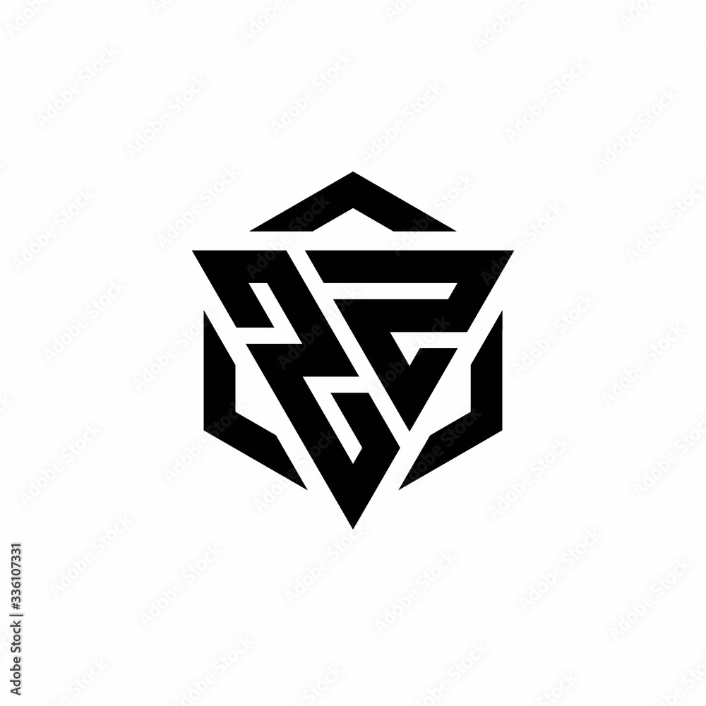 ZZ Logo monogram with triangle and hexagon modern design template