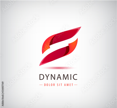 Vector abstract two parts ribbons logo, dual 3d icon.