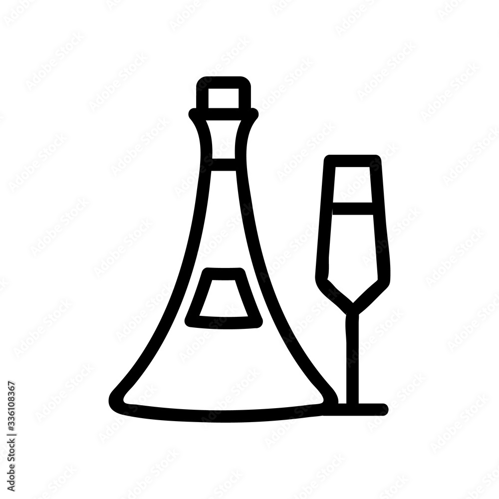 cognac bottle glass icon vector. cognac bottle glass sign. isolated contour symbol illustration
