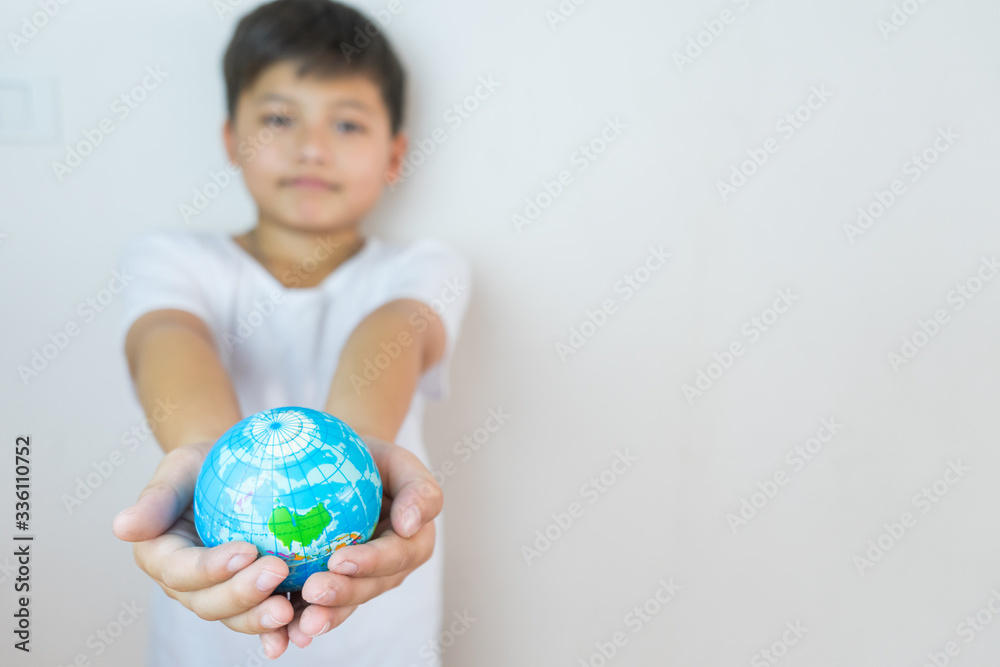 The global world in children's hands. Concept for environment, Education concept The global world in children's hands. Concept for environment, Education concept