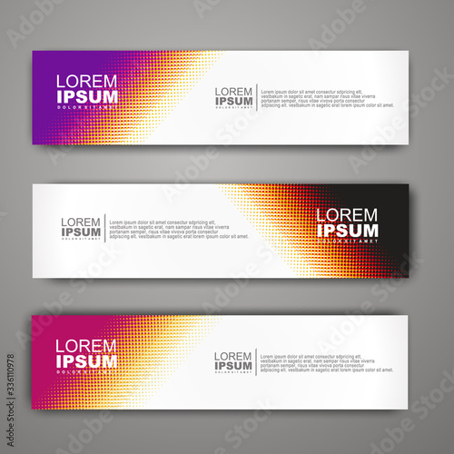 Vector abstract web banner design template with halftone pattern.