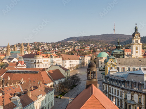 Slika na platnu Bird eye view of Pecs, Hungary