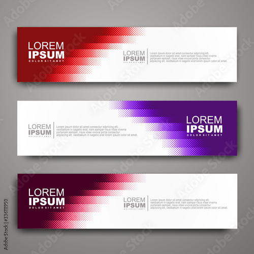 Vector abstract web banner design template with halftone pattern.