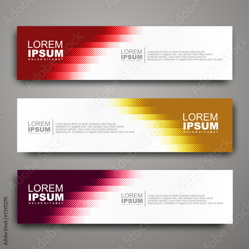 Vector abstract web banner design template with halftone pattern.
