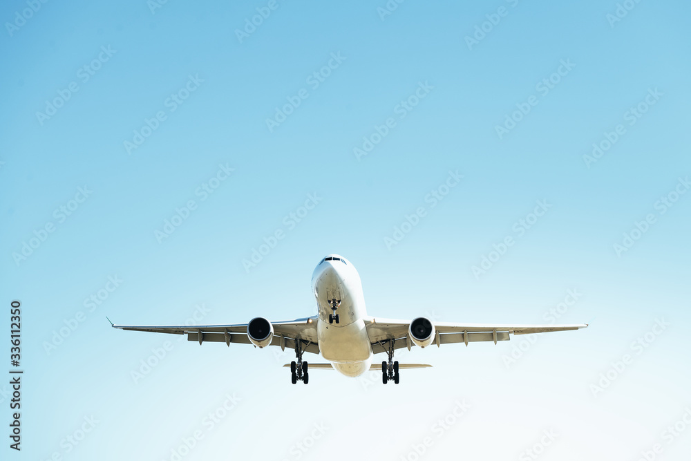 Obraz premium plane taking off in a clear blue sky