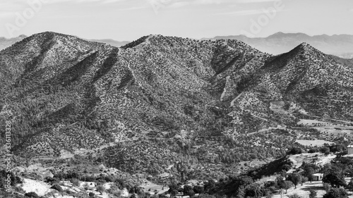 Black and white foto of the great Cyprus mountains