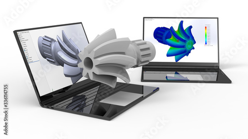 3D rendering - helix gear mechanical engineering