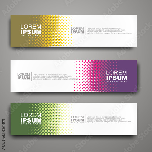 Vector abstract web banner design template with halftone pattern.