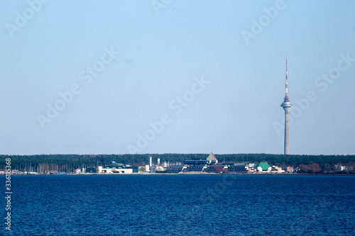 view to the tallinn bay of baltic sea with tv tower on the background photo