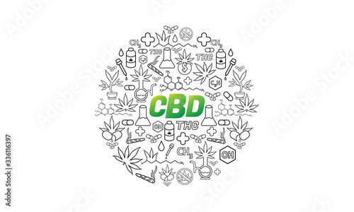 CBD Graphic Icons, Marijuana Cannabis Icons Template.