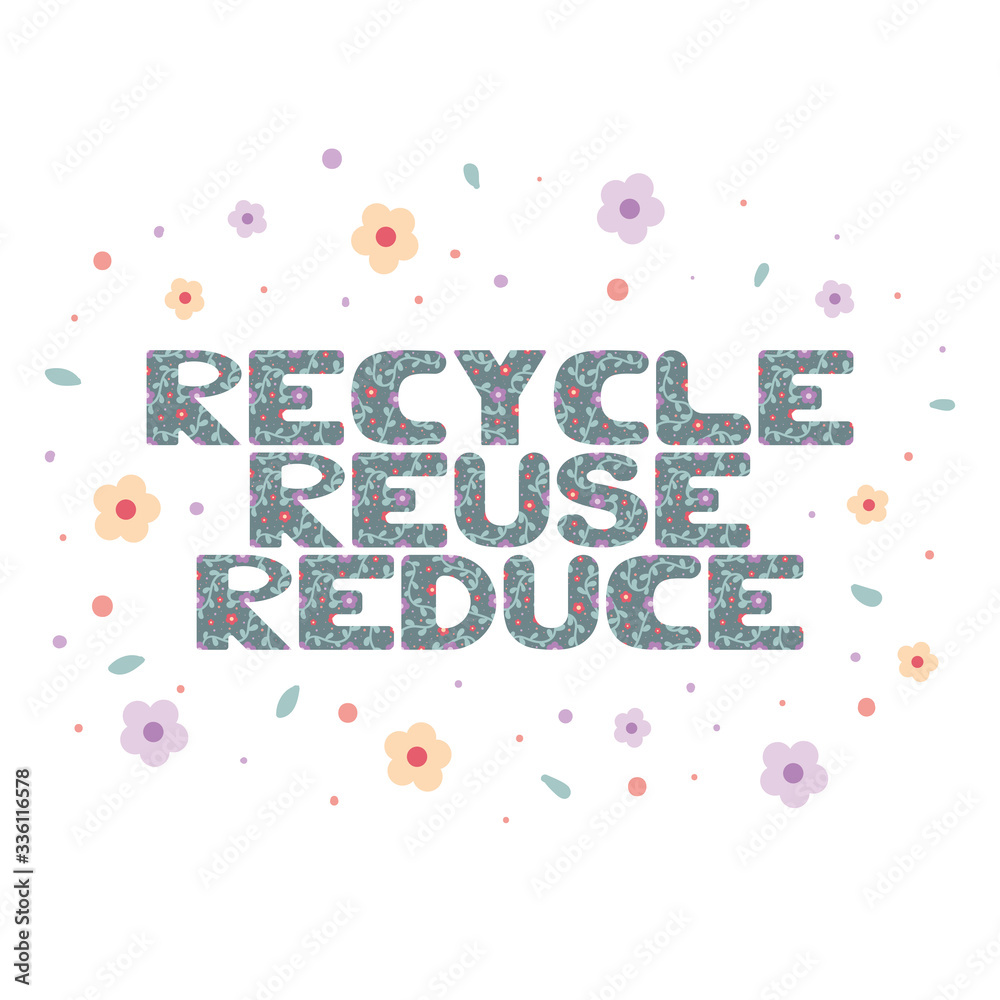 Fototapeta premium Floral lettering with doodle elements.