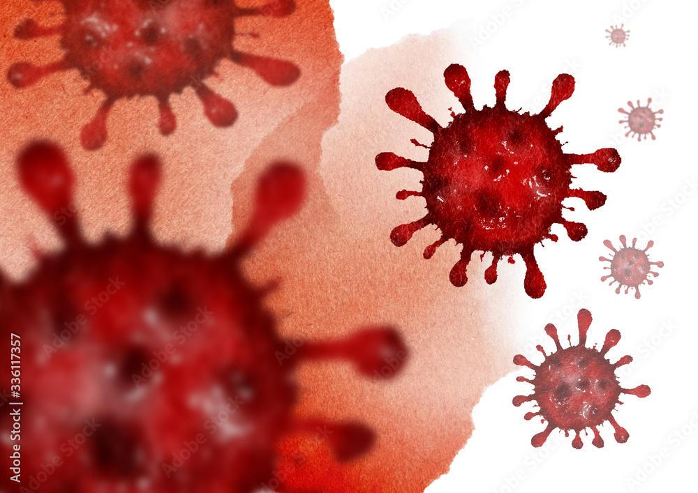 Covid-19 Coronavirus. Inscription coronavirus COVID-19 on viruses background. Covid-19 Coronavirus. Inscription coronavirus COVID-19 on viruses background.