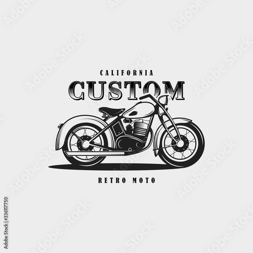 Vintage motorcycle emblem, vector illustration, classic bike.