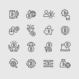 Bitcoin and currency vector icon set
