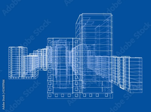 Vector wire-frame model of a multi-storey building