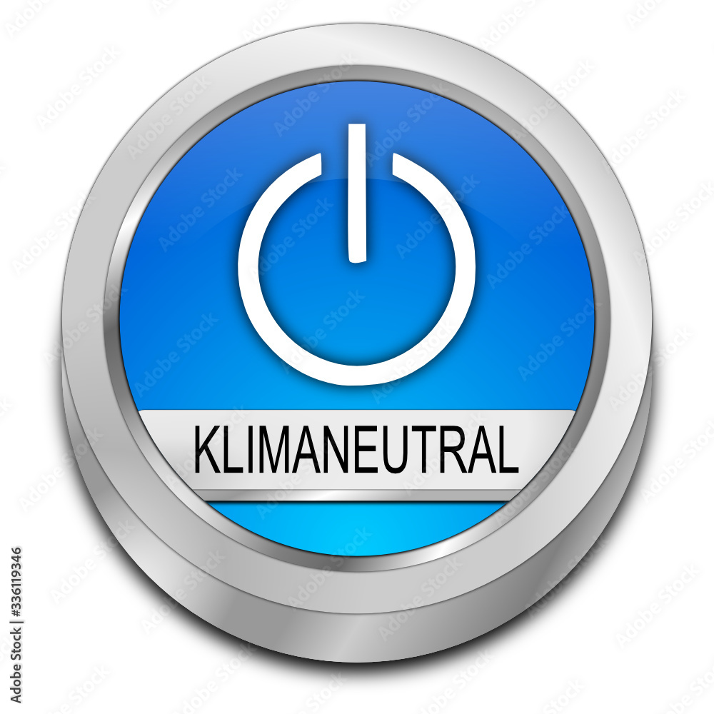 Climate neutral Button - in german - 3D illustration Climate neutral Button - in german - 3D illustration