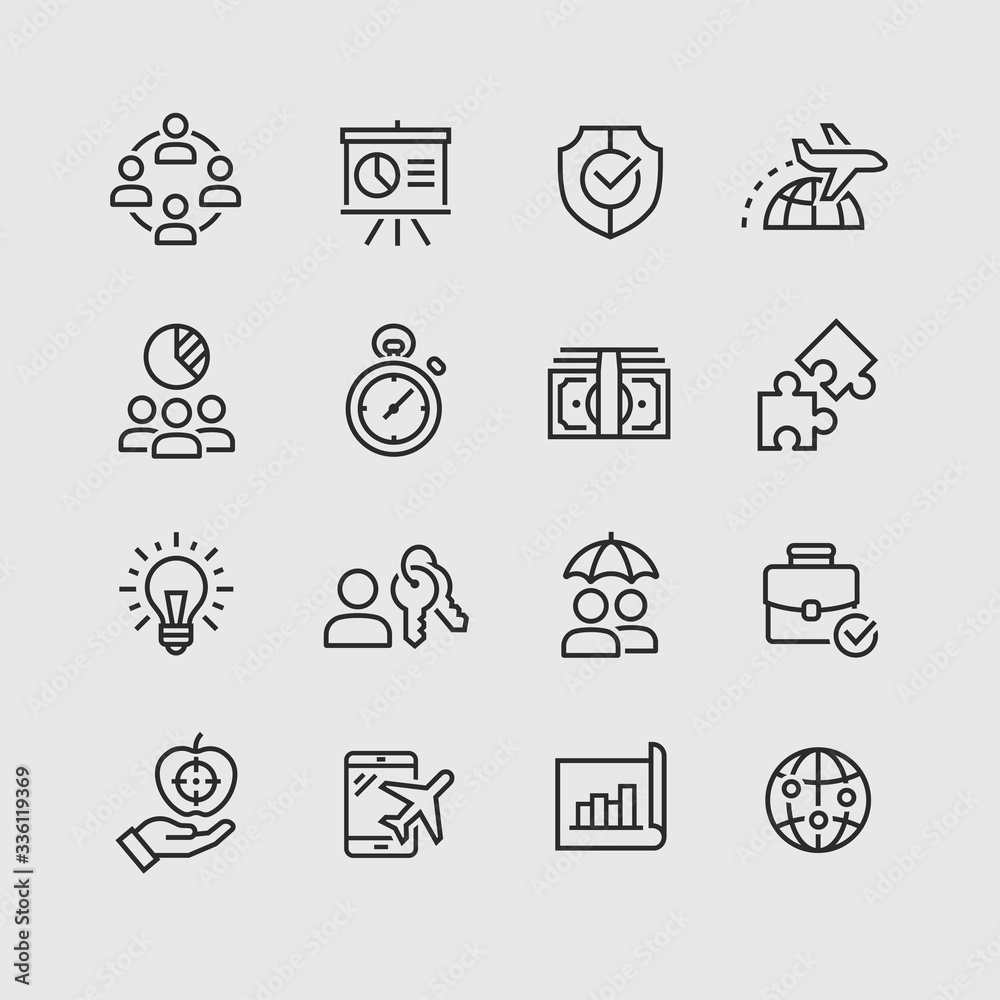 Global business vector icons set
