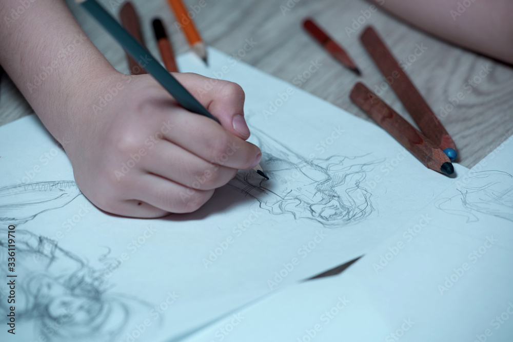 Sketches, sketching on white paper with a simple pencil. Colour pencils.
Sketches, sketching on white paper with a simple pencil. Colour pencils.