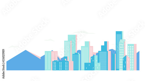 city building in flat illustration vector, urban cityscape design for background