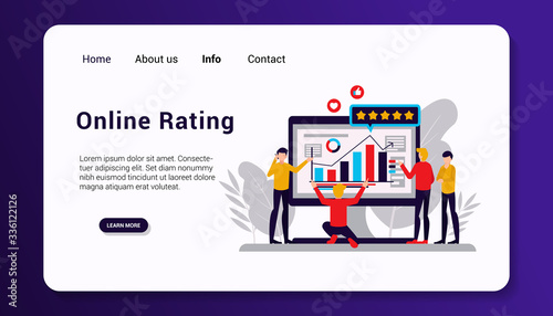 vector illustration of online rating landing page template flat design