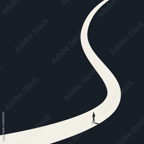 Loneliness, solitude and isolation vector concept. Symbol of own path, way, direction and thinking.