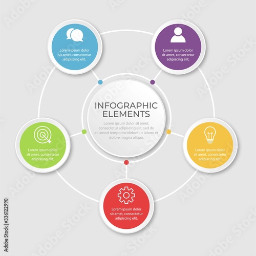 Presentation business infographic template with 5 options. Vector illustration.