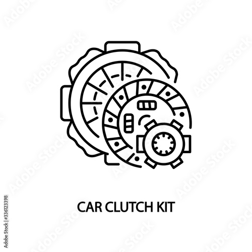 Car clutch kit line icon. Clutch disc plate, cover, release bearing. Vector illustrations to indicate product categories in the online auto parts store. Car repair.