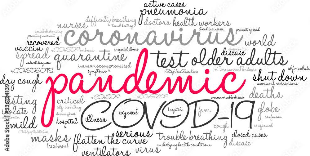 Pandemic word cloud on a white background. Pandemic word cloud on a white background.