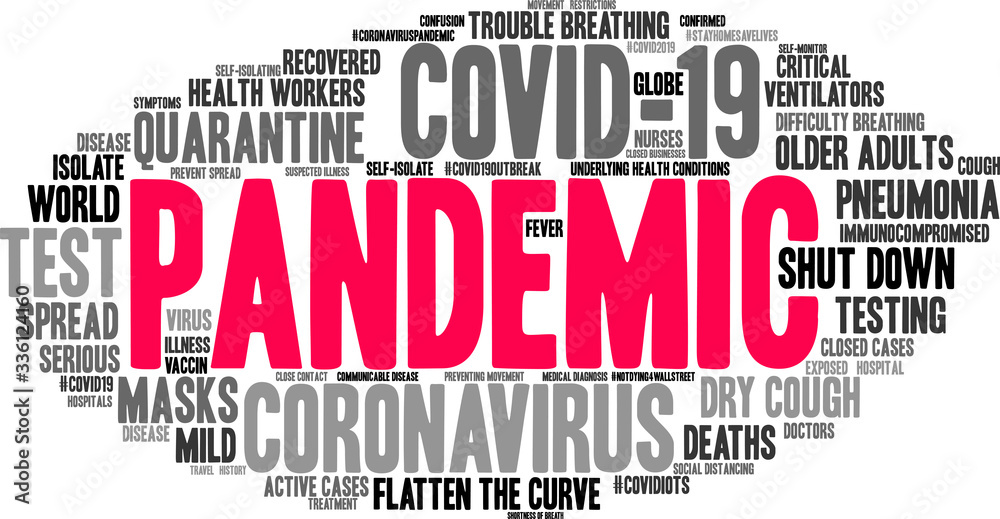 Fototapeta premium Pandemic word cloud on a white background. 