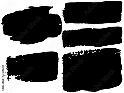 Set of paint splashes. Vector set of brush strokes. Isolated on white background. Grunge strokes	