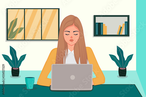 Work from home stay at home quarantine social distancing concept, coronavirus outbreak. Premium Vector